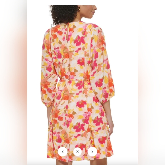NWT Jessica Howard Crepe Floral Fit & Flare Dress long sleeve size 4 Petitie - Picture 2 of 2